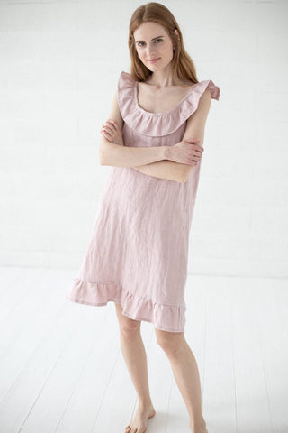 Natural Linen Nightwear for Her Old Linen Mill Mellow Rose XS 