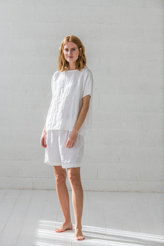 Natural Linen Pajamas Set Old Linen Mill Mellow Rose XS/S 