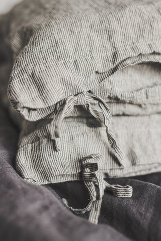 Natural Linen Throw Pillow Cover with Ties Old Linen Mill 