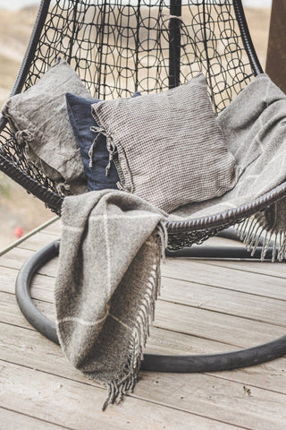 Natural Linen Throw Pillow Cover with Ties Old Linen Mill 