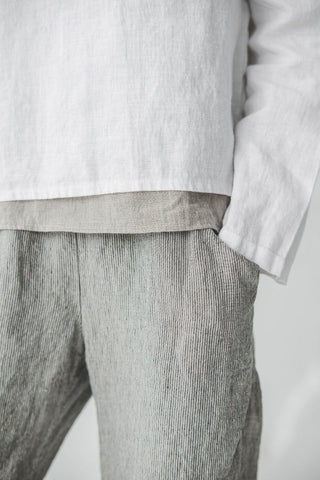 Natural Loose Linen Pants with Elastic Waistband Old Linen Mill 