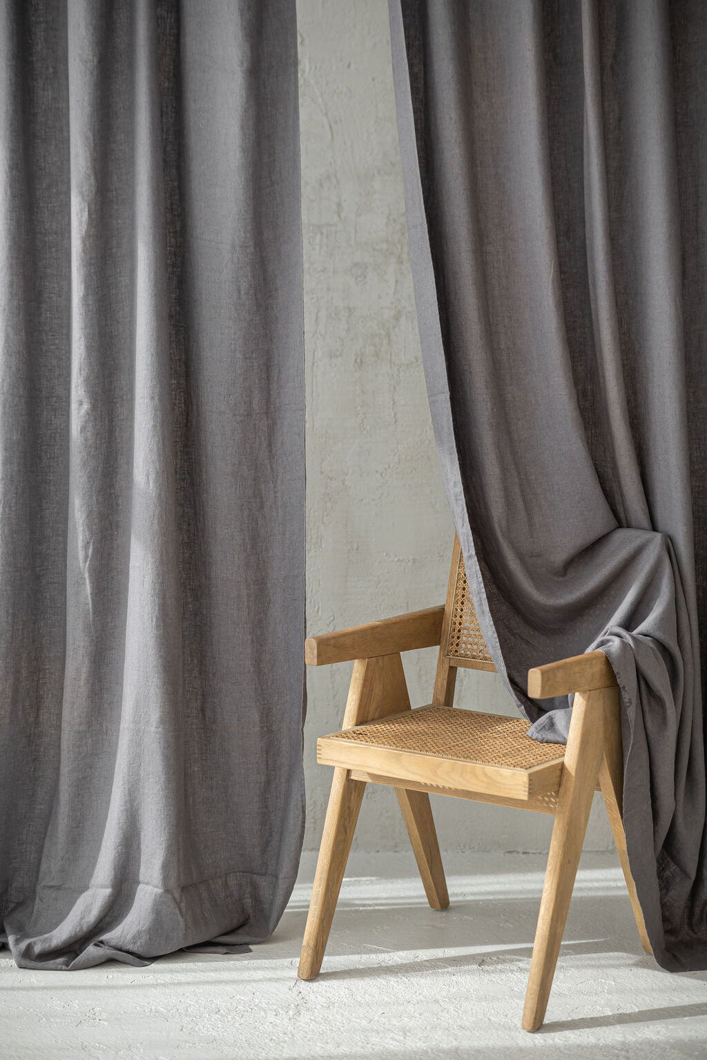 Natural Soft Linen Curtain Panel with Ties Old Linen Mill
