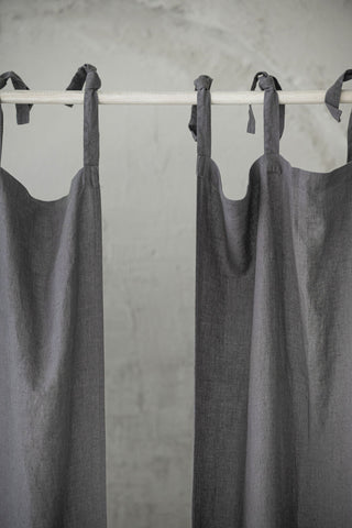 Natural Soft Linen Curtain Panel with Ties Old Linen Mill
