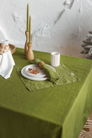 Natural Soft Linen Dining Tablecloth Old Linen Mill Black 140 x 170 cm; 55.1" x 67" 