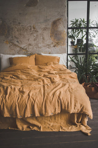 Natural Soft Linen Honey Gold Bedding Set Old Linen Mill 