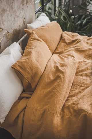 Natural Soft Linen Honey Gold Bedding Set Old Linen Mill 
