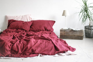 Natural Soft Linen Ruby Red Bedding Set Old Linen Mill 