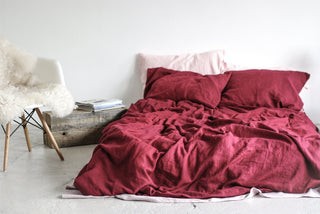 Natural Soft Linen Ruby Red Bedding Set Old Linen Mill 