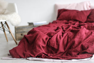 Natural Soft Linen Ruby Red Bedding Set Old Linen Mill 