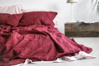 Natural Soft Linen Ruby Red Bedding Set Old Linen Mill 