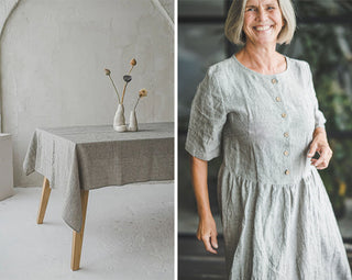 natural grey stripes linen pattern - Old Linen Mill