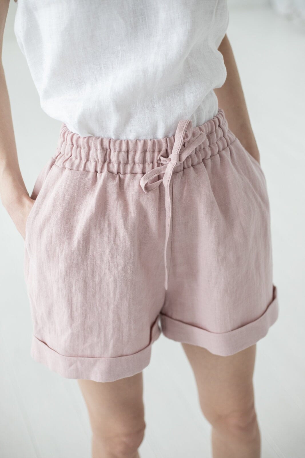 Office Style Linen Shorts Old Linen Mill 