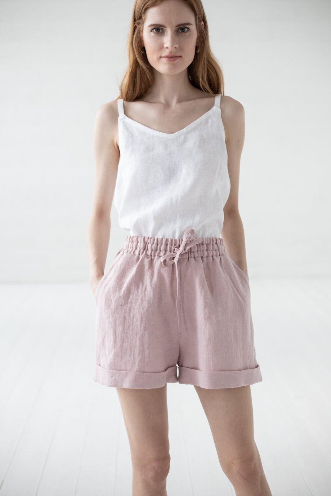 Office Style Linen Shorts Old Linen Mill 