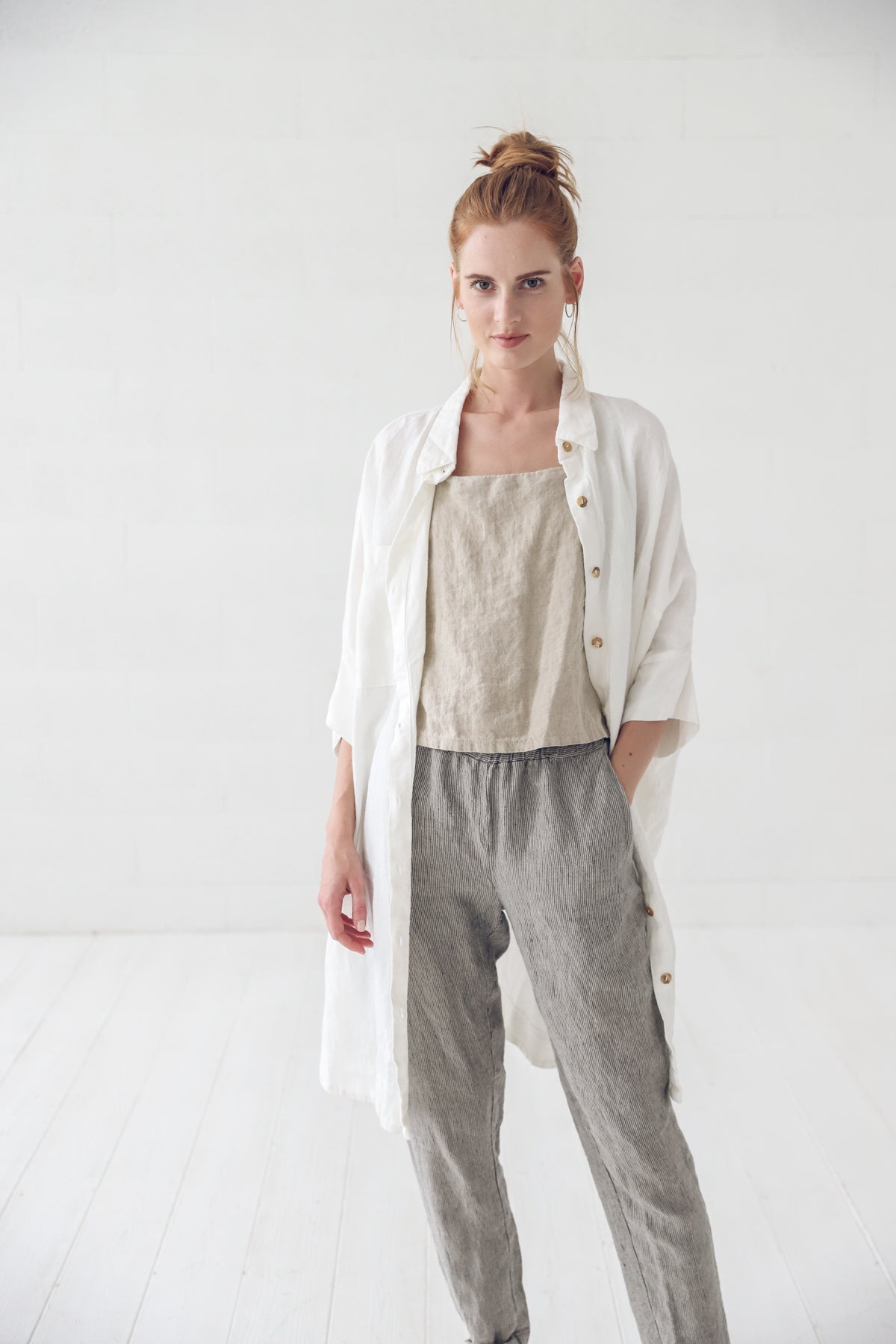 One-Size Loose Linen Shirt T28 Old Linen Mill