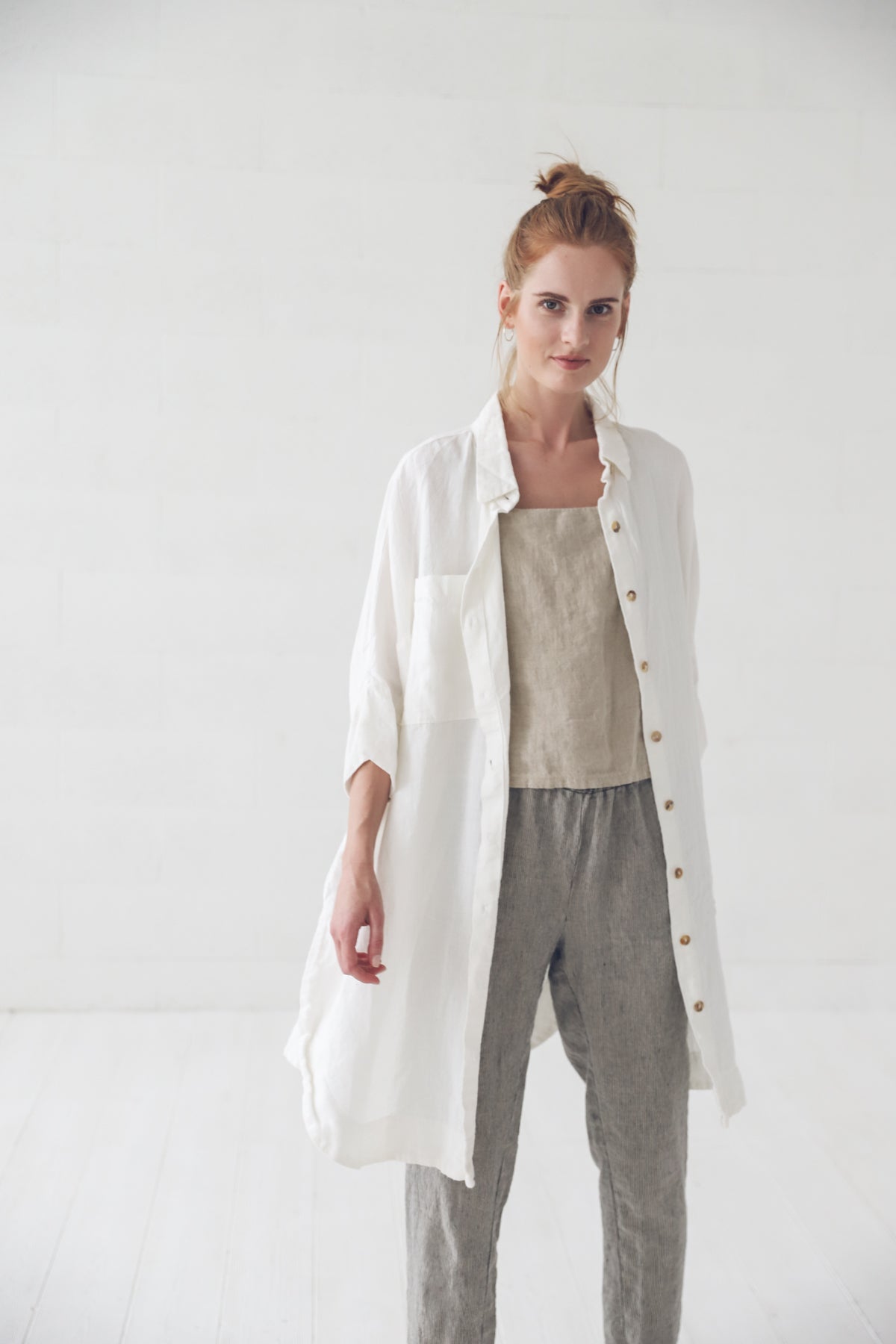 One-Size Loose Linen Shirt T28 Old Linen Mill