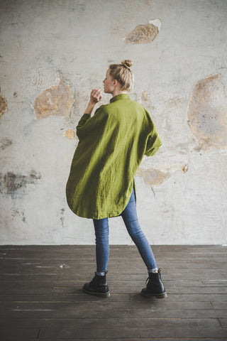 Oversized Kimono Linen Shirt Sleeves Old Linen Mill 