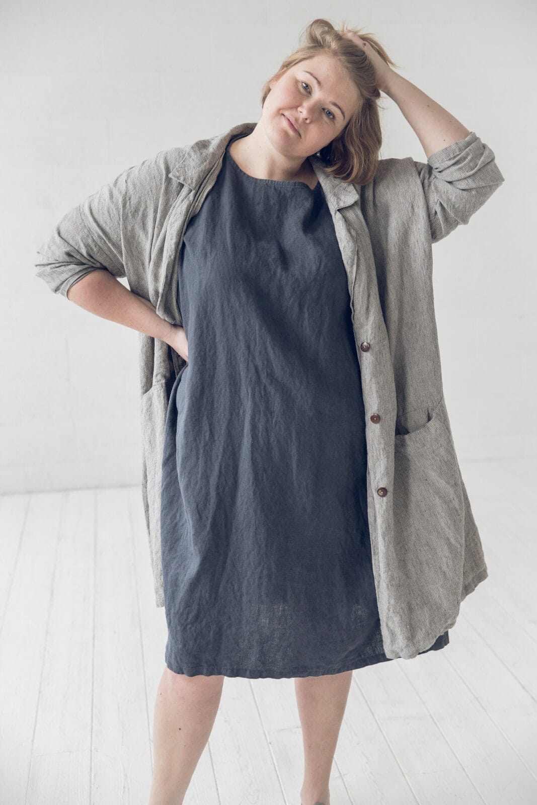 Oversized Loose Fit Linen Dress, Plus Sizes Dress Old Linen Mill Oversized Loose Fit Linen Dress, Plus Sizes Dress Old Linen Mill