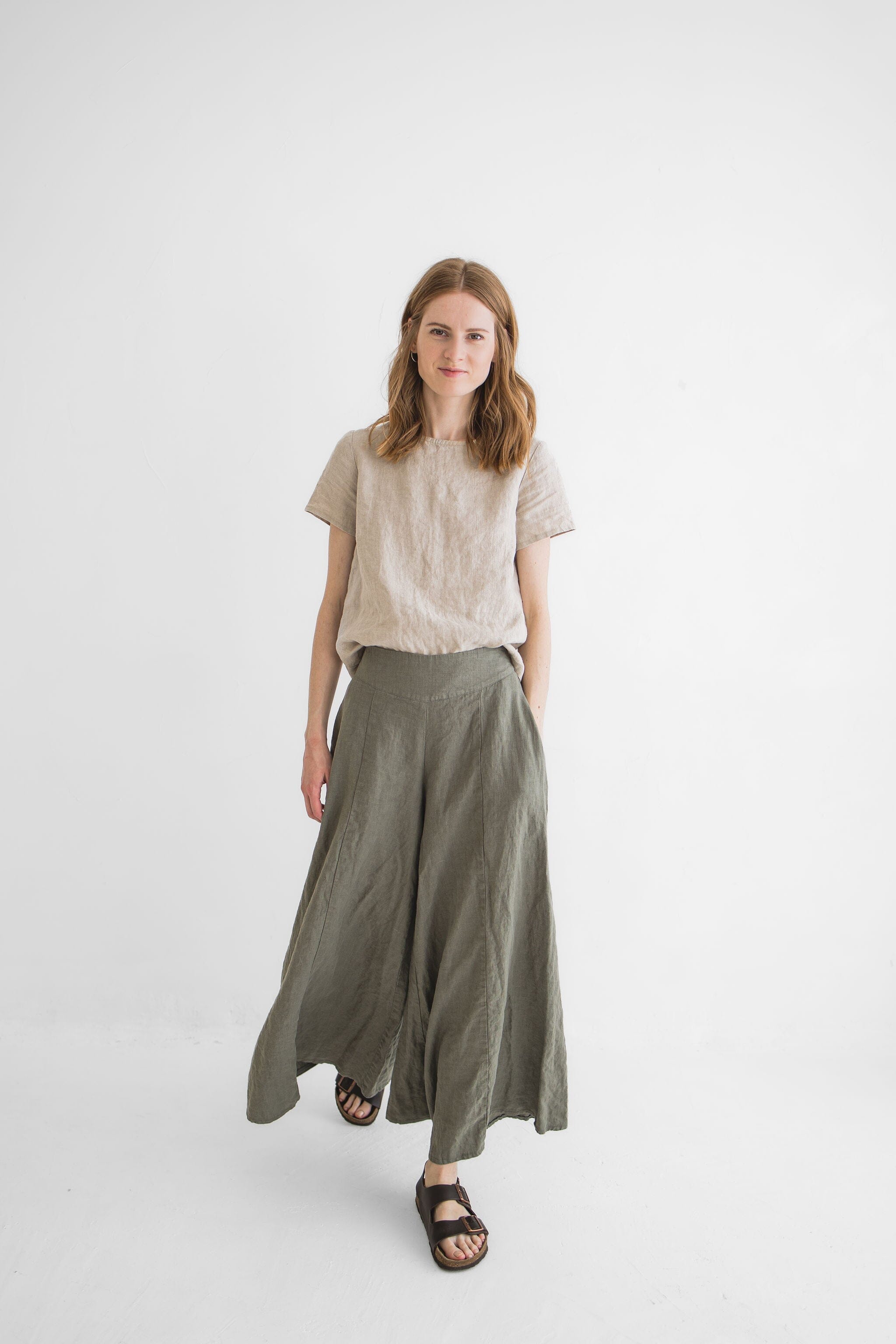 Palazzo Linen Pants, Linen Culottes, Wide Leg Long Linen Pants, Summer Linen Culottes Pants Old Linen Mill 
