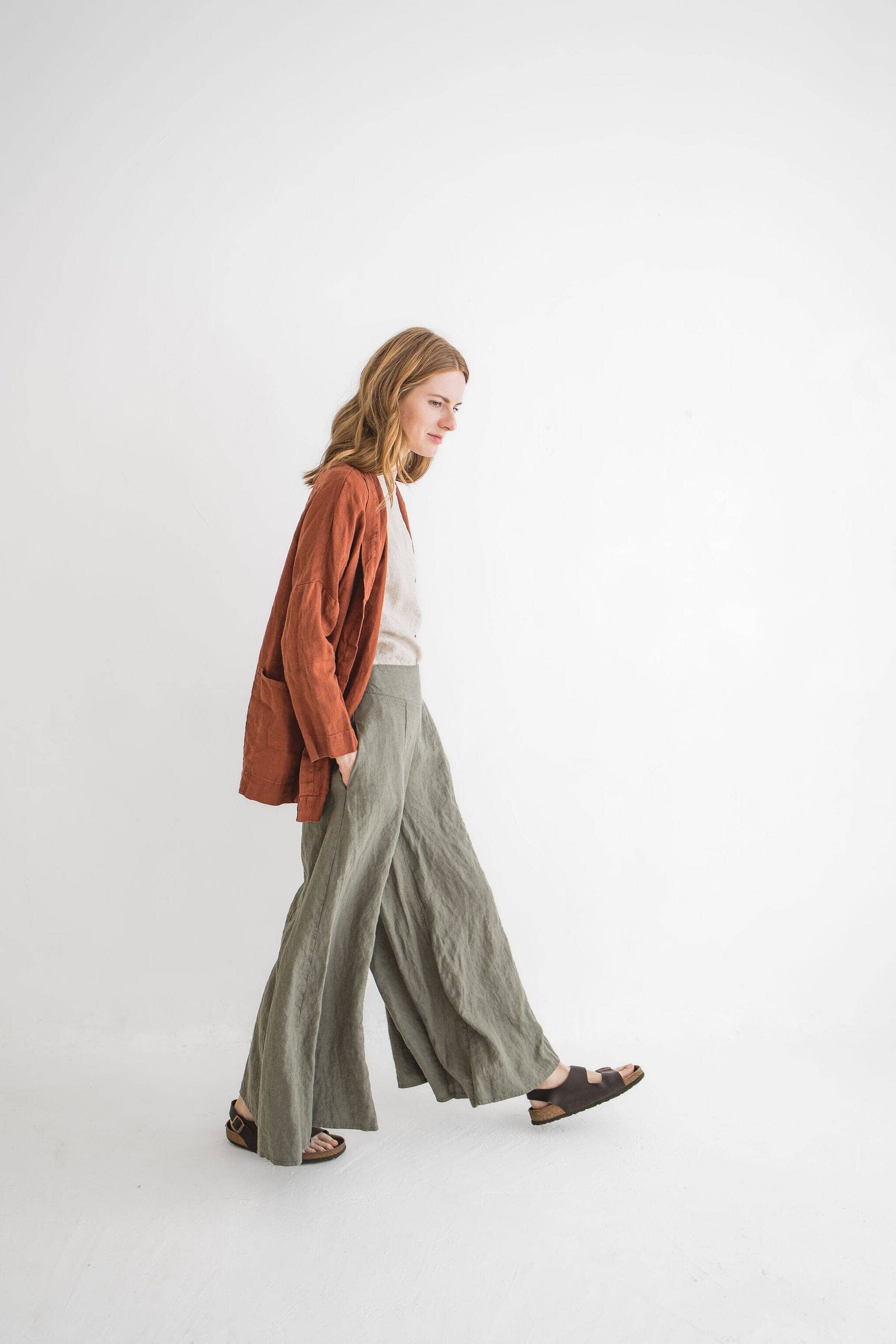 Palazzo Linen Pants, Linen Culottes, Wide Leg Long Linen Pants, Summer Linen Culottes Pants Old Linen Mill 