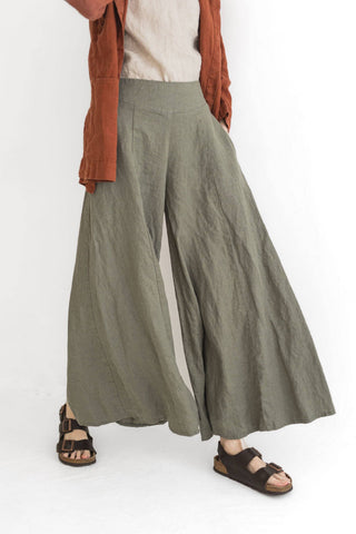 Palazzo Linen Pants, Linen Culottes, Wide Leg Long Linen Pants, Summer Linen Culottes Pants Old Linen Mill 
