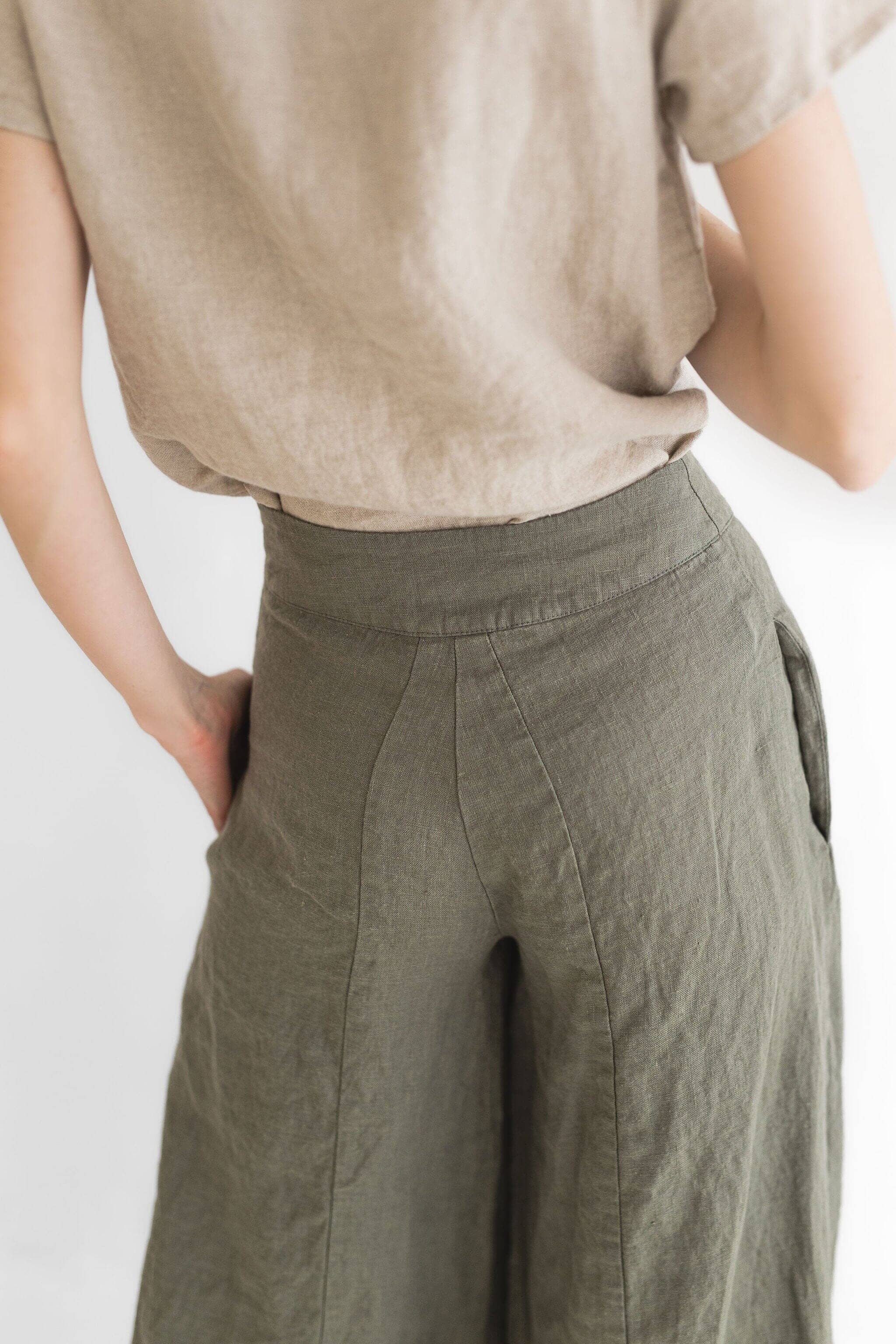 Palazzo Linen Pants, Linen Culottes, Wide Leg Long Linen Pants, Summer Linen Culottes Pants Old Linen Mill 