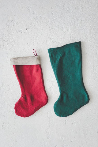 Personalized Christmas Linen Stocking oldlinenmill.com 