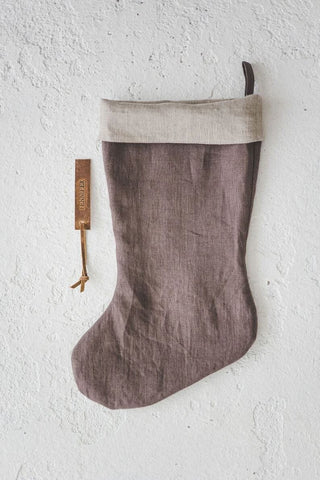 Personalized Christmas Linen Stocking oldlinenmill.com Coffee 