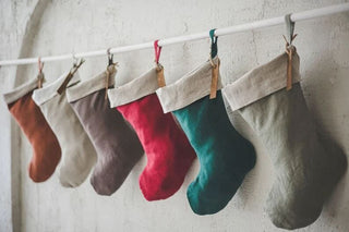 Personalized Christmas Linen Stocking oldlinenmill.com Natural Linen 