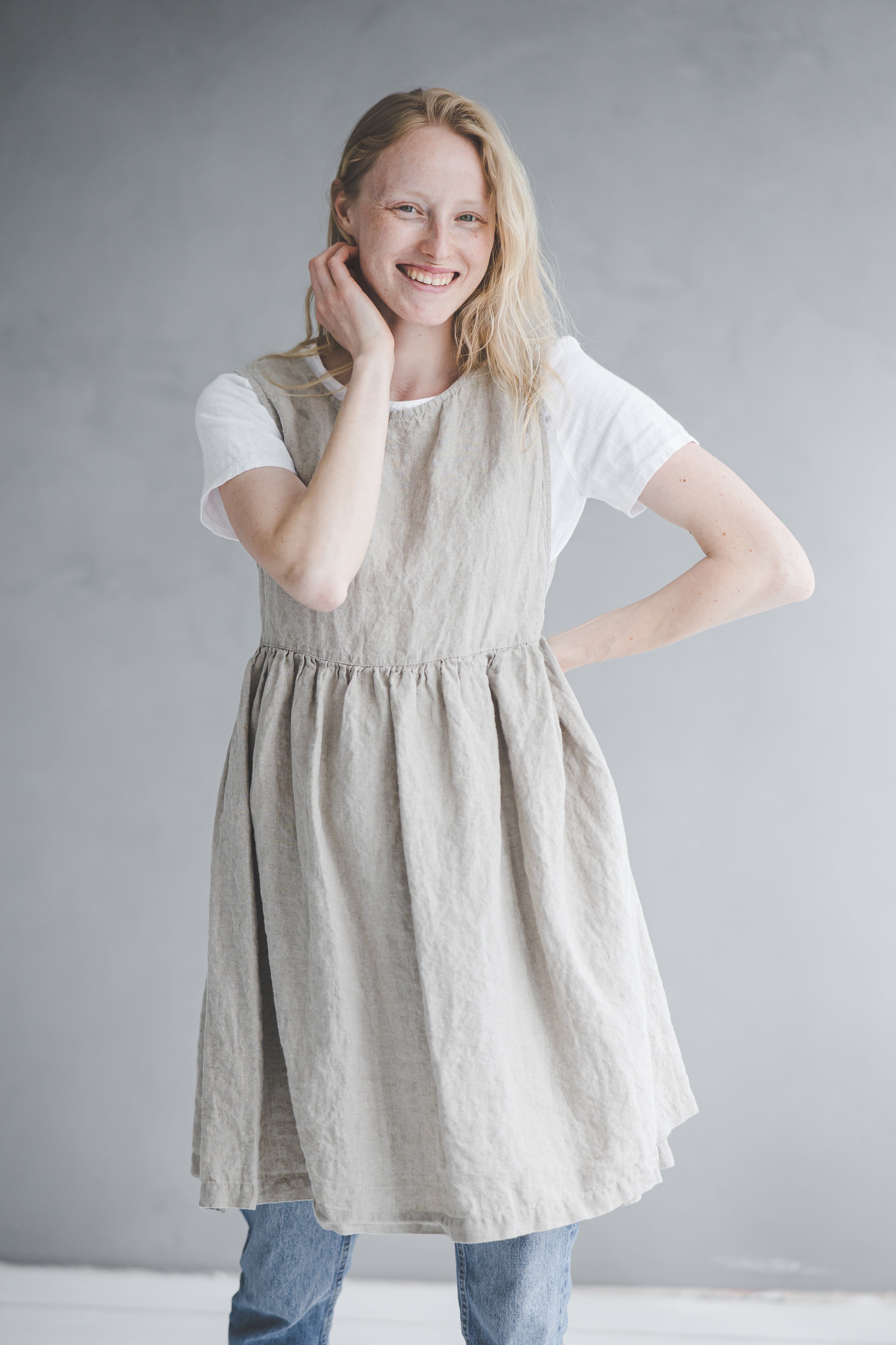Natural Pinafore Apron Dress Old Linen Mill Natural Pinafore Apron Dress Old Linen Mill