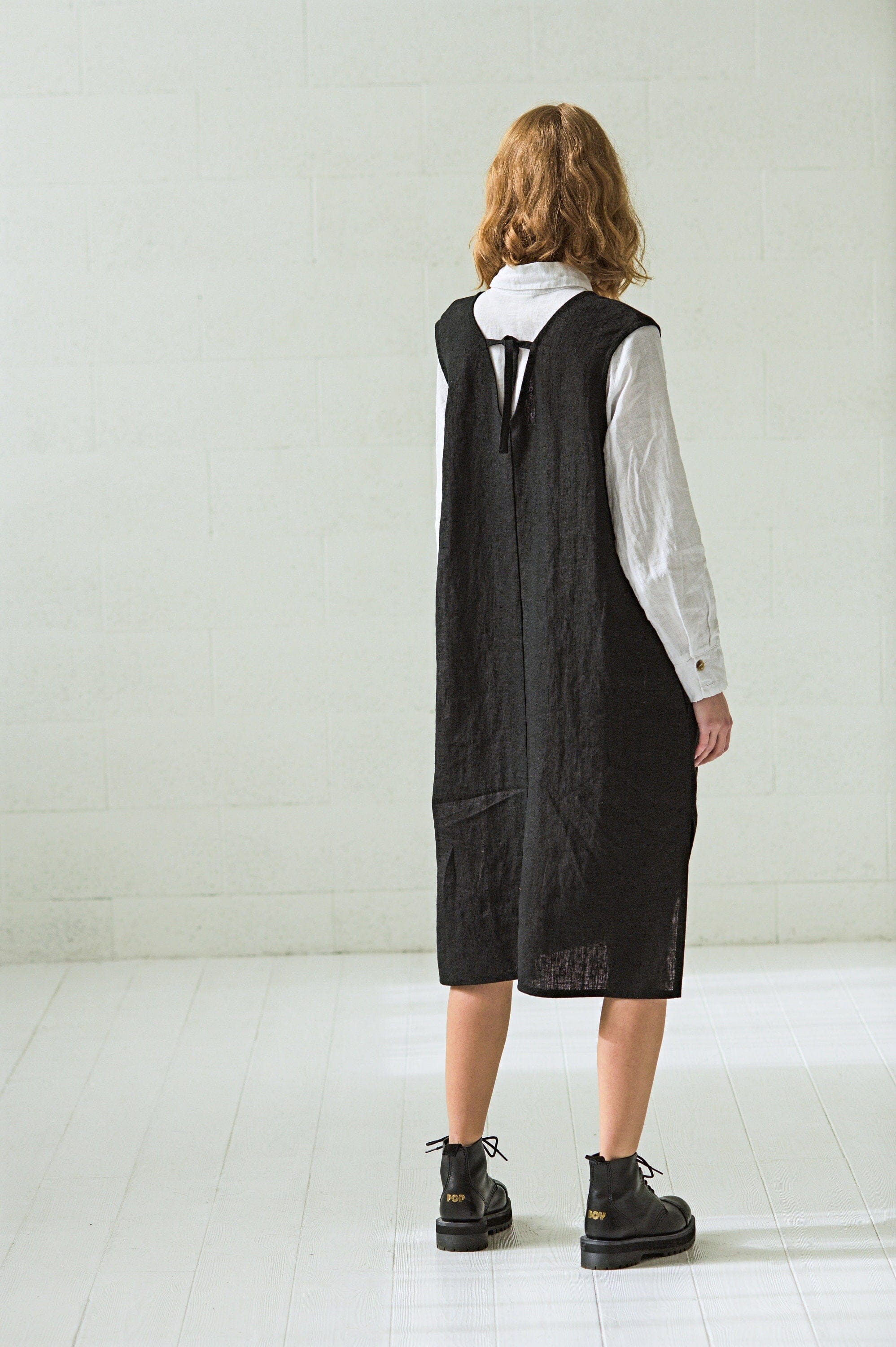 Pinafore Heavy Linen Sleeveless Dress Old Linen Mill 