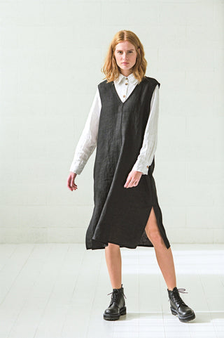 Pinafore Heavy Linen Sleeveless Dress Old Linen Mill 