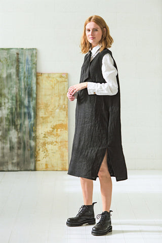 Pinafore Heavy Linen Sleeveless Dress Old Linen Mill 