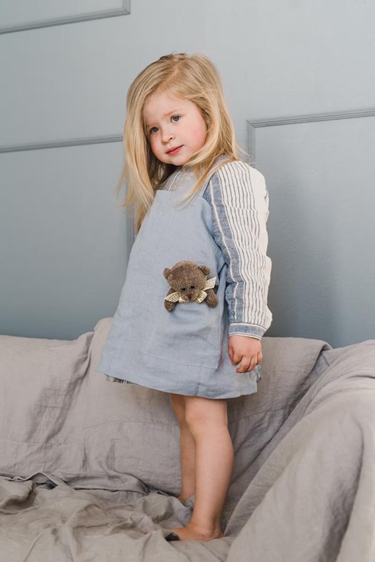 Pinafore Linen Apron for kids in Various colors APR001CHD Old Linen Mill