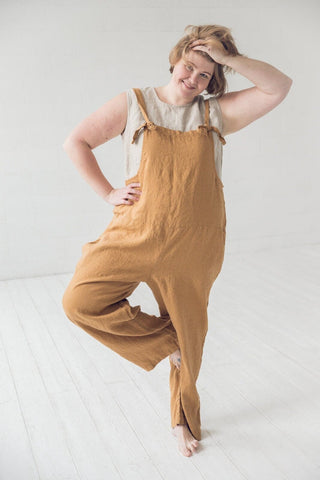 Plus Size Long Linen Jumpsuit Old Linen Mill 