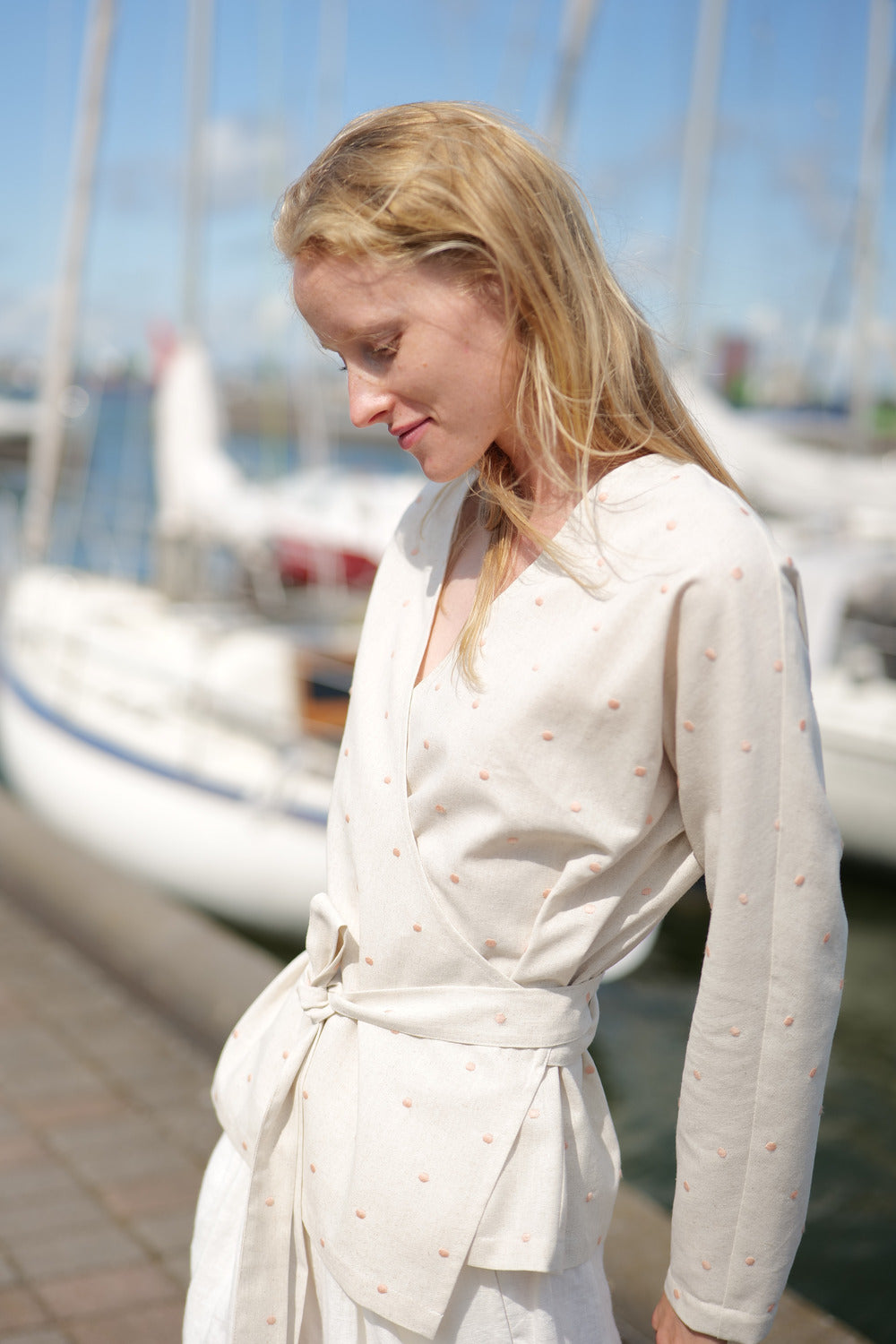 Polka Dot Wrap Blouse Lambada Old Linen Mill