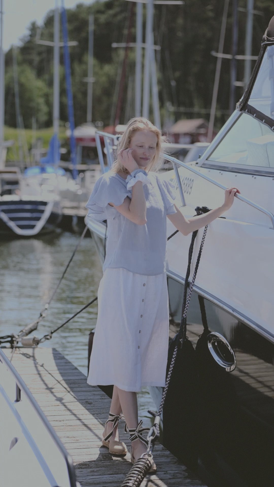 High Waist Heavy Linen Buttons Down Skirt