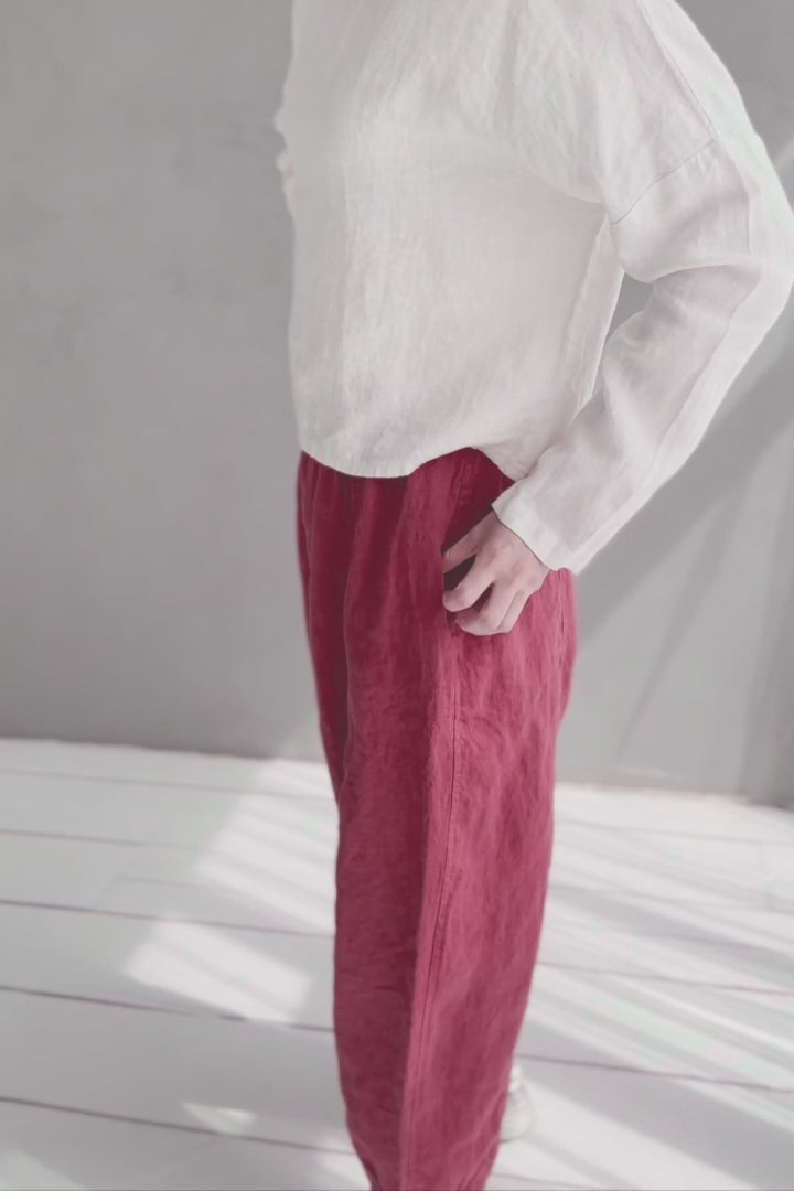 Casual Style Linen Pegged Pants