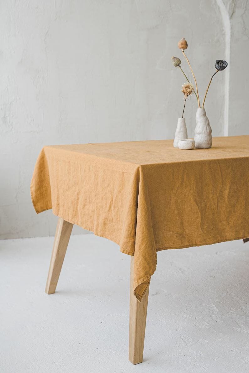 Pure Linen Tablecloth Decor Old Linen Mill Burnt Orange 140 x 170 cm; 55.1" x 67" 