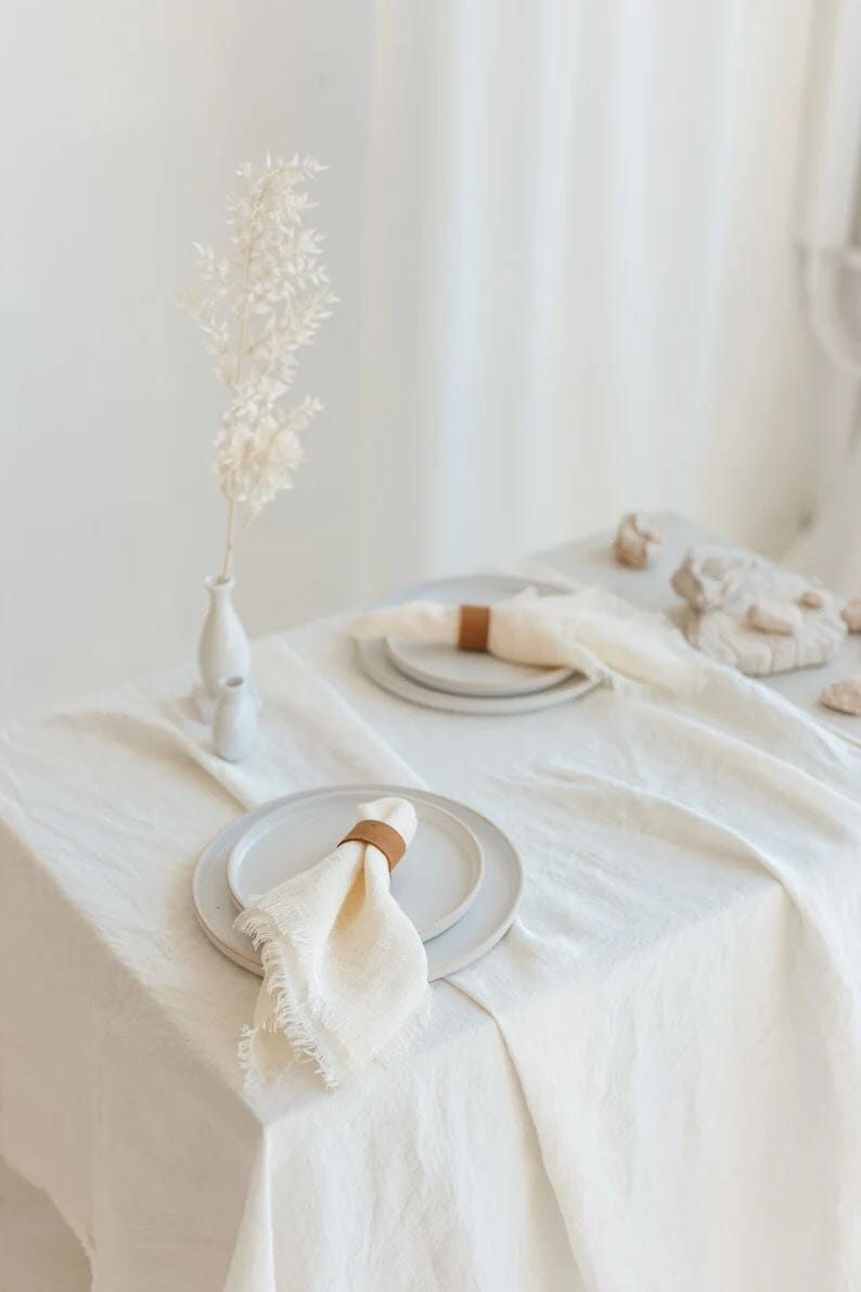 Pure Linen Tablecloth Decor Old Linen Mill Mellow Rose 140 x 170 cm; 55.1" x 67" 