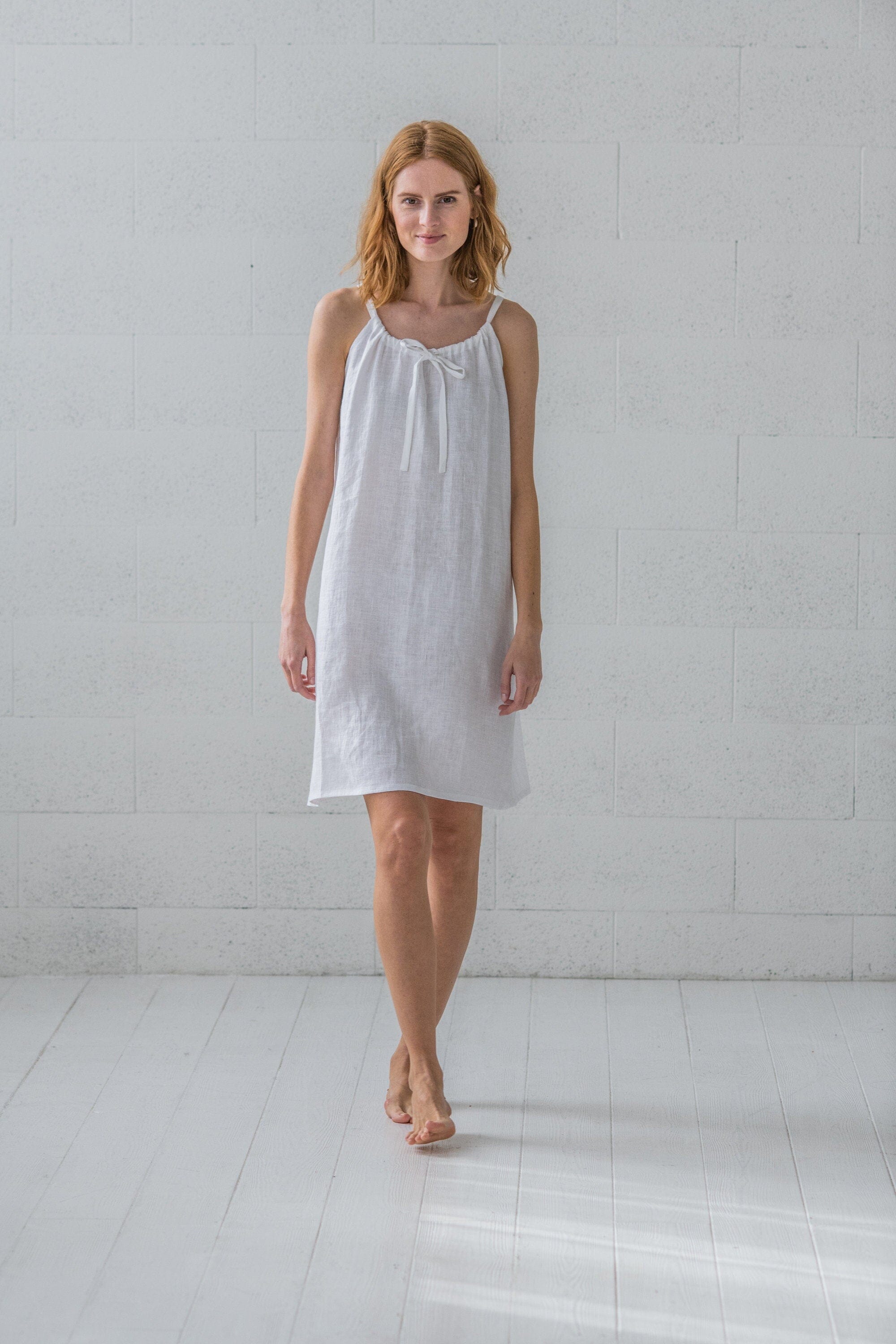 READY TO SHIP Adjustable Linen Nightdress Mellow Rose / XS/S Old Linen Mill