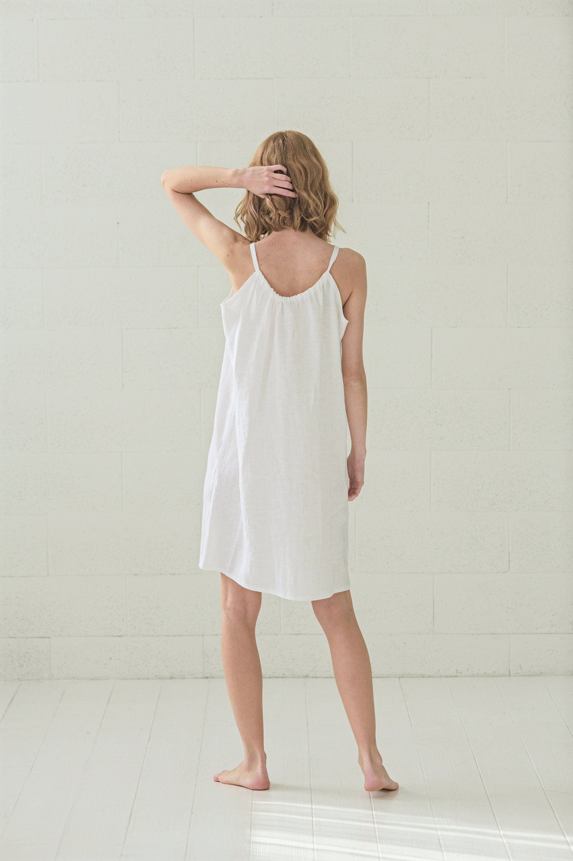 READY TO SHIP Adjustable Linen Nightdress Mellow Rose / XS/S Old Linen Mill