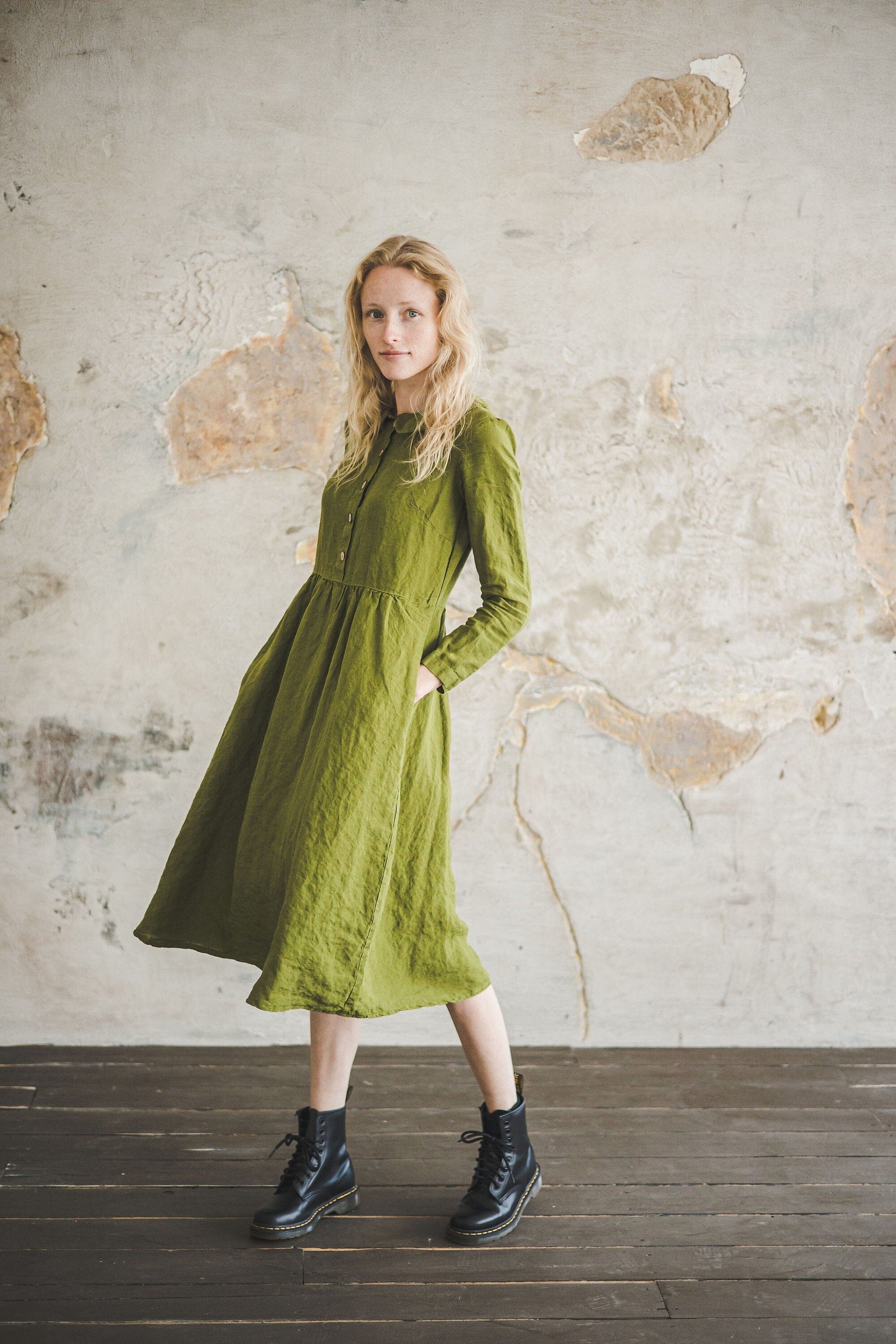 Boho Elegant Collared Linen Women Dress – Old Linen Mill