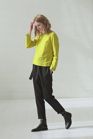 READY TO SHIP Casual Linen Blouse/Simple Round Neck Top/Long Sleeves blouse Old Linen Mill 