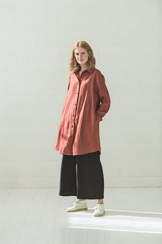 READY TO SHIP Casual Linen Shirt for Women Solid Grey / M/L Old Linen Mill