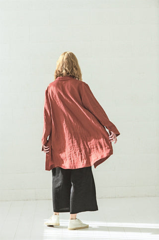 READY TO SHIP Casual Linen Shirt for Women Solid Grey / M/L Old Linen Mill