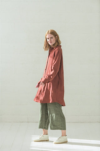 READY TO SHIP Casual Linen Shirt for Women Solid Grey / M/L Old Linen Mill