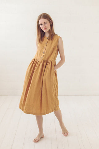 READY TO SHIP Casual Loose Linen Shirt Dress Old Linen Mill