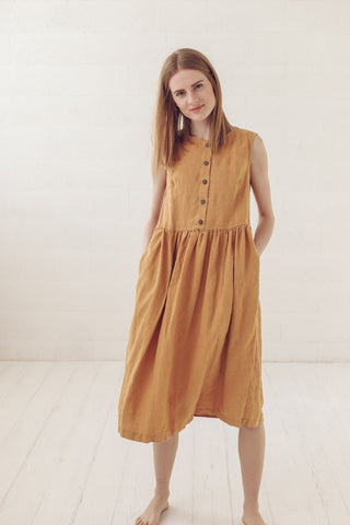 READY TO SHIP Casual Loose Linen Shirt Dress Old Linen Mill