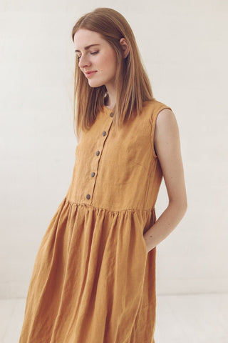 READY TO SHIP Casual Loose Linen Shirt Dress Old Linen Mill