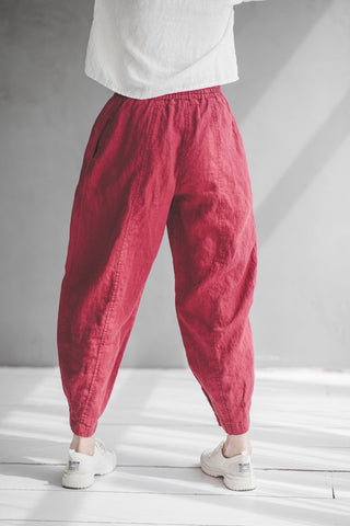 READY TO SHIP Casual Style Linen Pegged Pants P16 Dark Forest / M/L Old Linen Mill